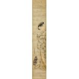 Suzuki Harunobu (ca. 1725 Edo, heute Tokio - 1770 ebenda)Pfostenbild mit Kurtisane und Chin-