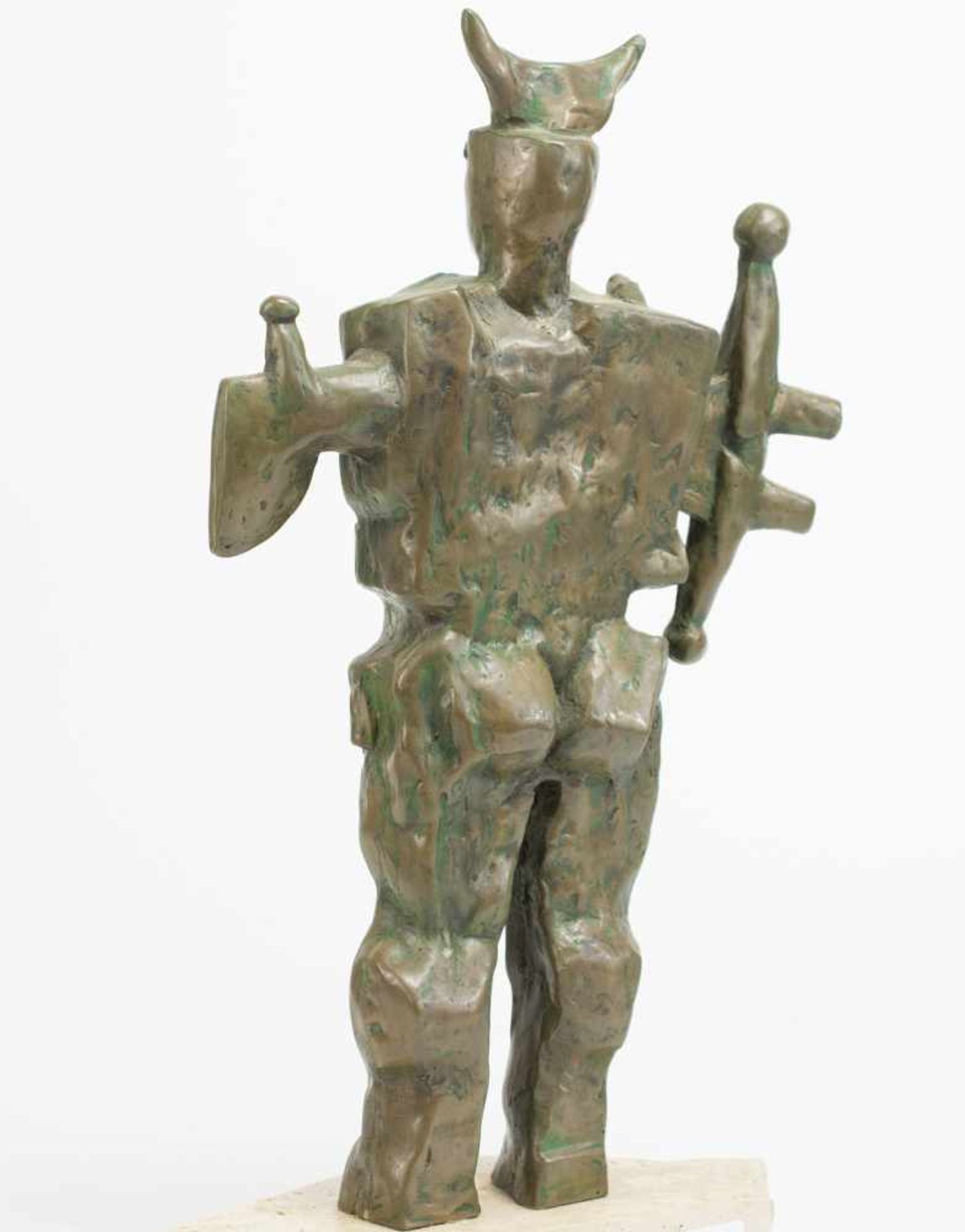 Rastislav Trizma (1959, Slowakei)Velky bojovnik (Krieger), 1990, Bronze, auf Steinsockel, Höhe 42 - Image 2 of 3