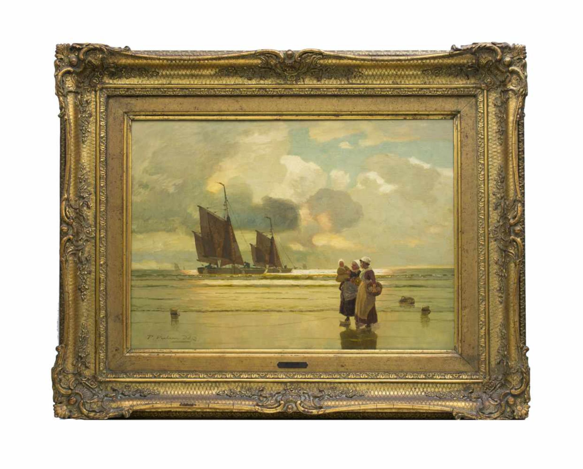 Peter Pulm (1882 Düsseldorf - 1960 ebenda)Holländische Küste, Öl auf Leinwand, 62 cm x 80 cm, - Bild 2 aus 4