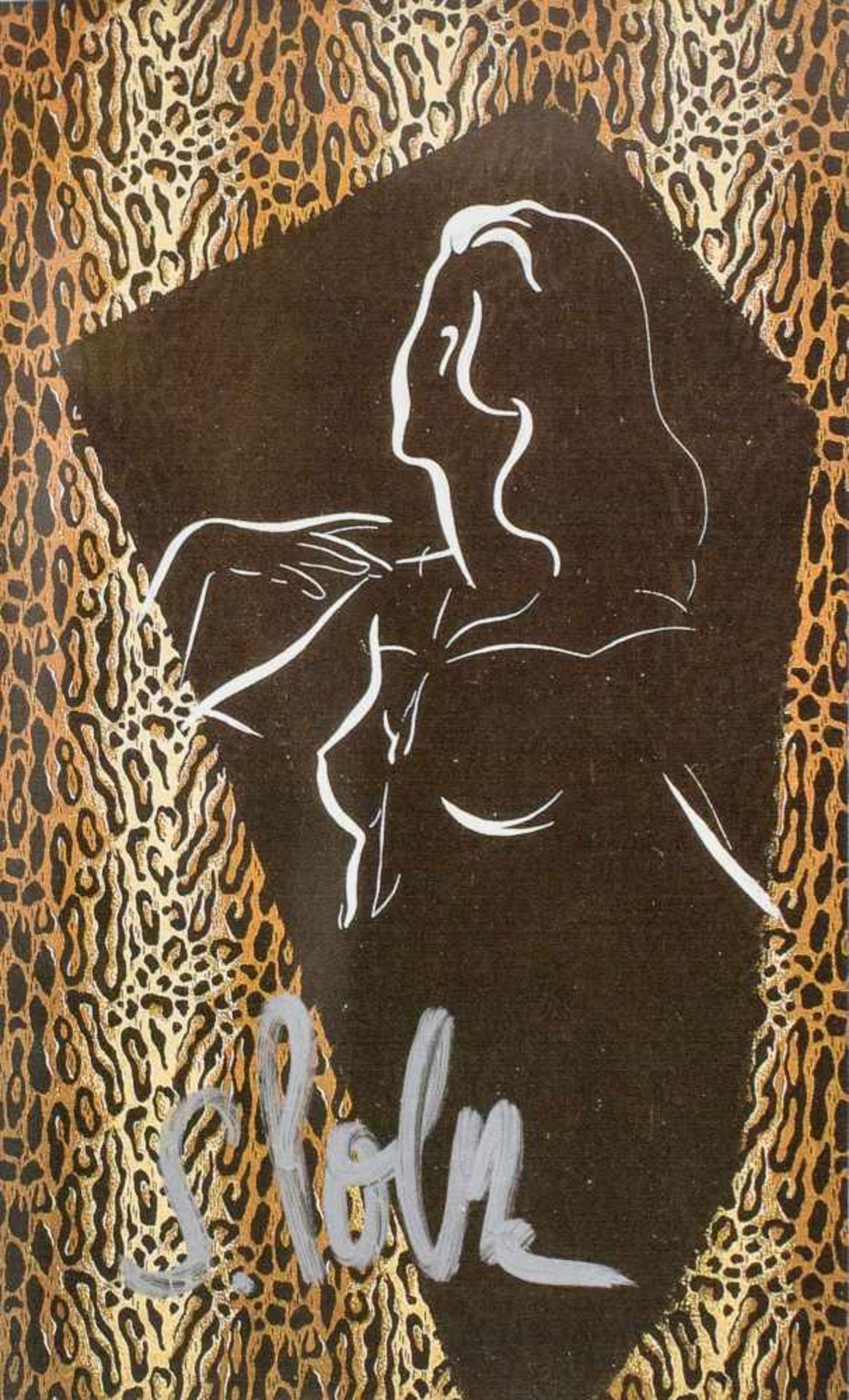 Sigmar Polke (1941 Oels - 2010 Köln) (F)'Frau vor Spiegel', Farboffsetdruck auf Papier, 14 cm x 8,