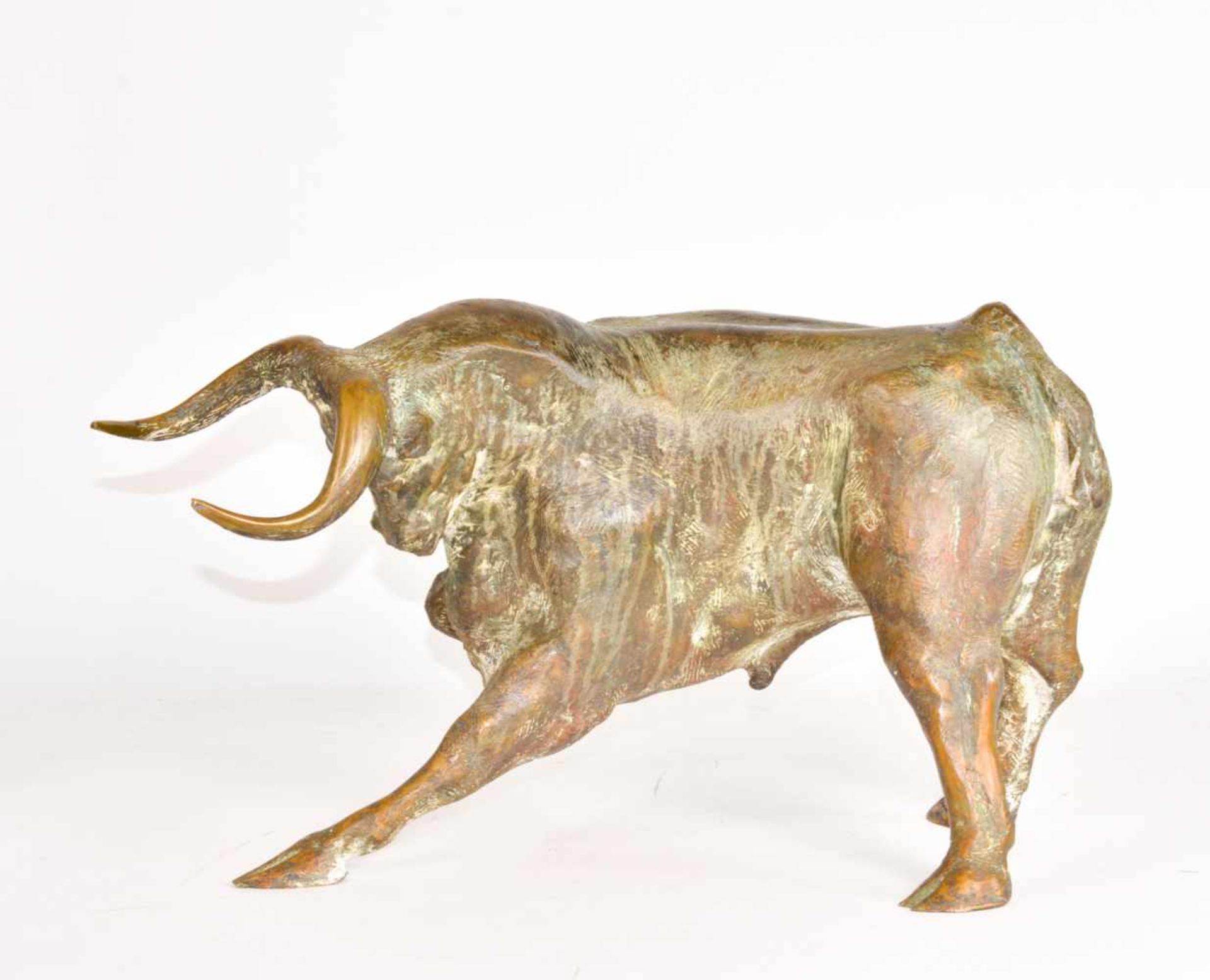 Jos Dirix (1958 Beek)Bulle, Bronze, Holz-Podest, Höhe 139 cm, Bronze Höhe 32 cm, am hinteren rechten - Bild 3 aus 4