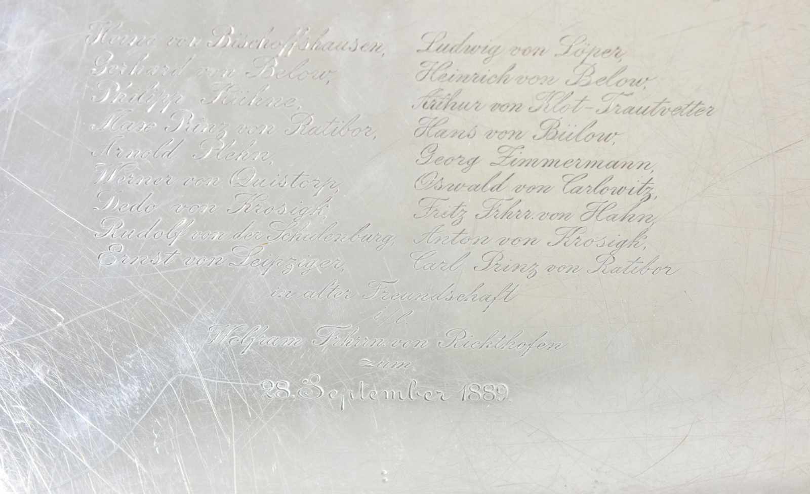 TablettHeinrich Mau, Dresden, 2. Hälfte 19. Jh., 800 Silber, unterseitig mit Manufakturmarke, - Image 3 of 3