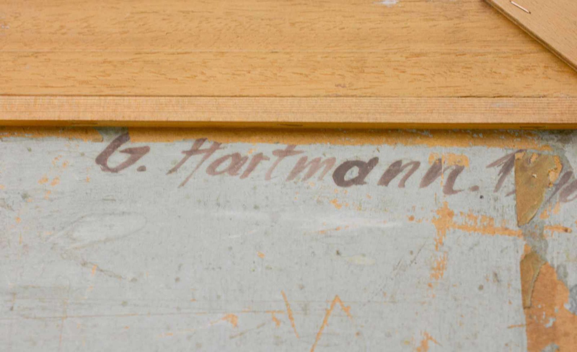 Georg Hartmann (20. Jh., Essen)'Schweinemarkt in Südspanien', Öl auf Platte, 47 cm x 61 cm, - Image 5 of 5