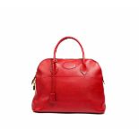 Hermès 'Bolide Bag'Paris, rotes Epsom-Leder, innen rotes Glattleder, vergoldetes Palladium, innen