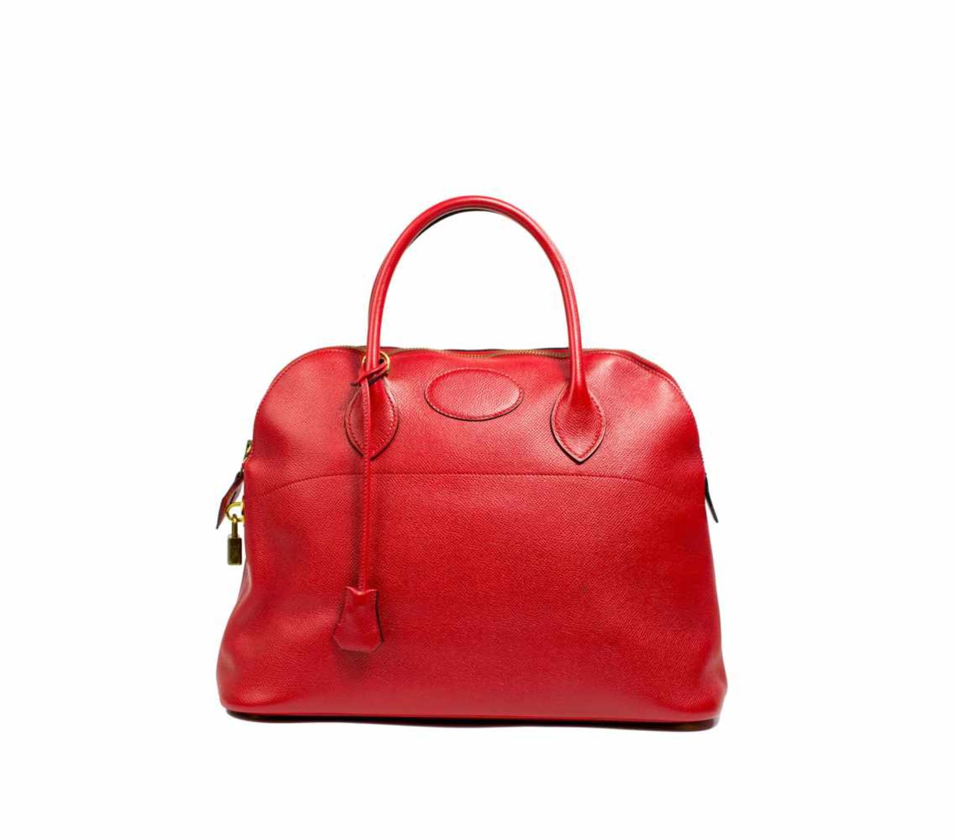 Hermès 'Bolide Bag'Paris, rotes Epsom-Leder, innen rotes Glattleder, vergoldetes Palladium, innen