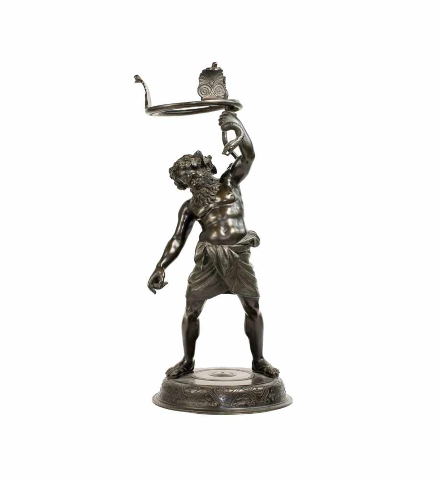 Michele Amodio (19. Jh. Italien)Bacchus, 20. Jh., Bronze, schwarz patiniert, Höhe 59 cm, auf Plinthe