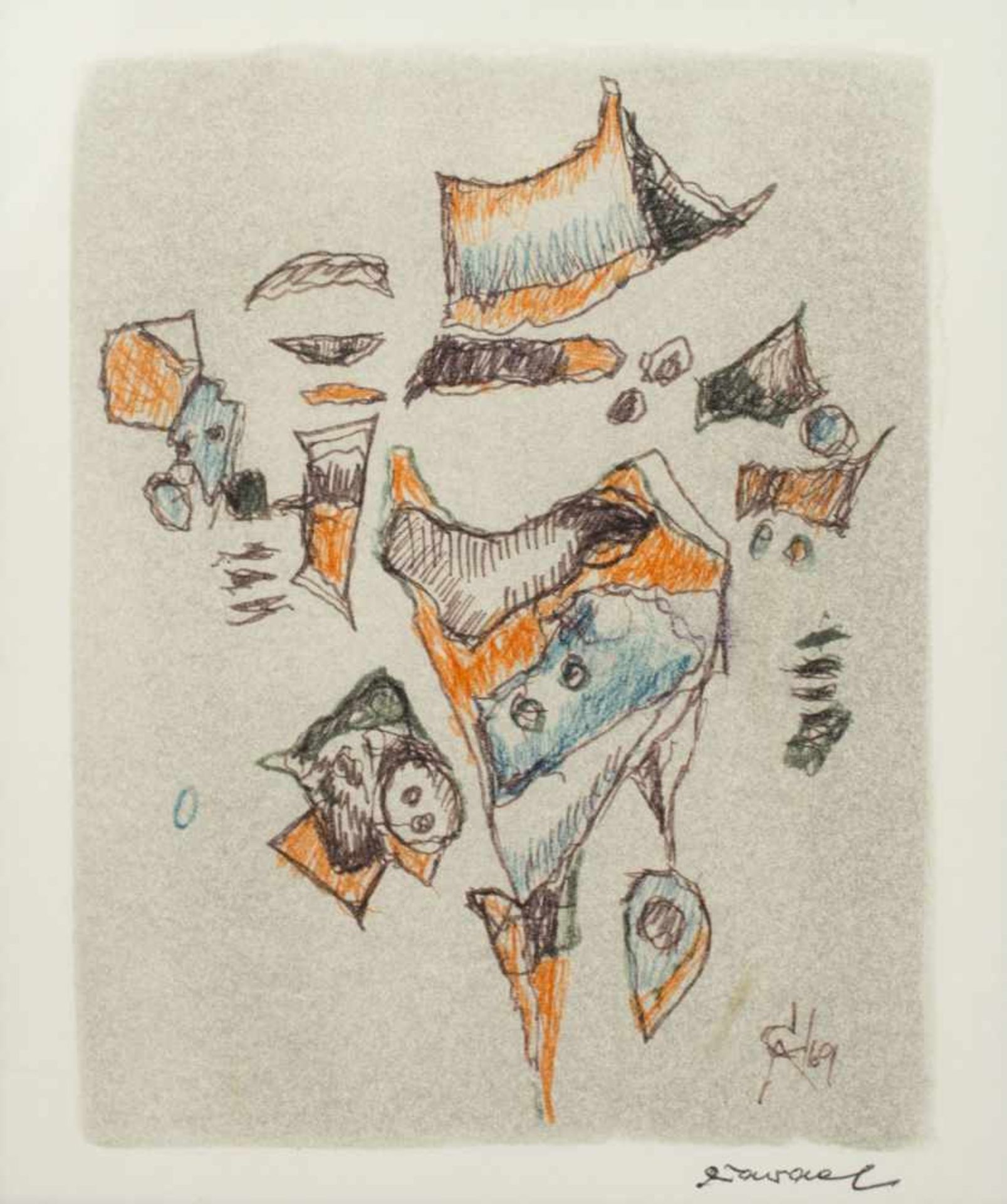 Rolf Cavael (1898 Königsberg - 1979 München) (F)Komposition, Farblithografie auf Papier, 21,5 cm x