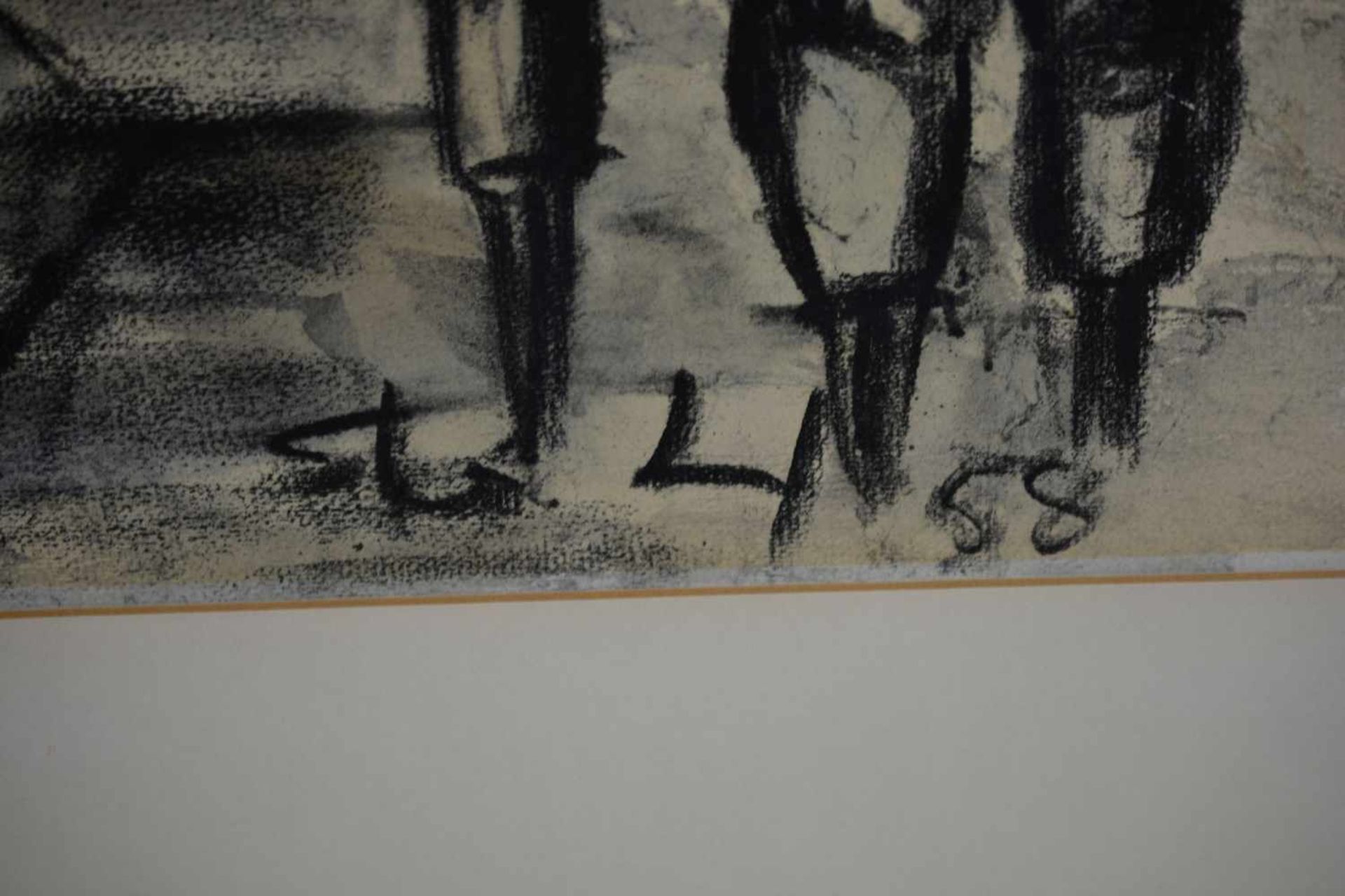 Künstler (20. Jh.)Straßenszene, Aquarell und Kohle auf Papier, 60 cm x 47 cm Blattmaß, unten - Image 2 of 2