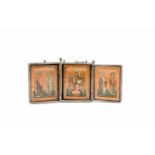Triptychon-Ikone mit thronendem ChristusRussland, um 1800, Tempera auf Kreidegrund auf Holz,