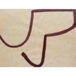 Künstler (20. Jh.)Komposition mit Rot, Tusche auf bräunlichem Papier, 35 cm x 46 cm Blattmaß,