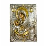 Ikone 'Gottesmutter, lindere meinen Kummer'Russland, um 1800, Tempera auf Holz, mit Silberoklad,
