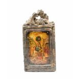 Ikone 'Einzug Christi in Jerusalem'20. Jh., Tempera und Gold auf Holz, mit Rahmen 16,5 cm x 8,5