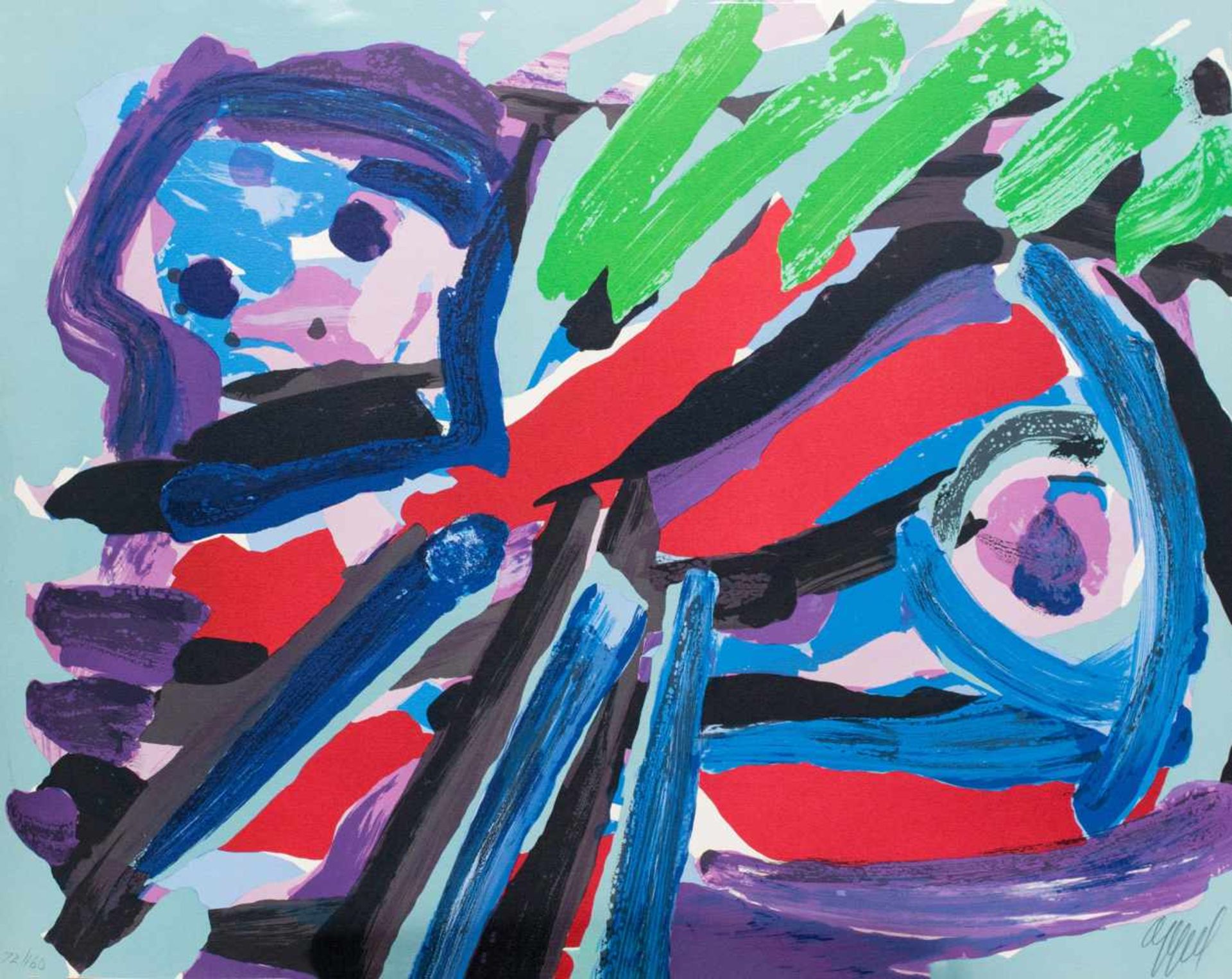 Karel Appel (1921 Amsterdam - 2006 Zürich) (F)O.T., Farblithografie auf dünnem Karton, 55 cm x 75 cm