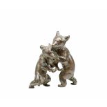 Künstler (20. Jh.)Spielendes Bärenpaar, 20. Jh., Bronze, patiniert, Höhe 17 cm, unsigniert, Patina