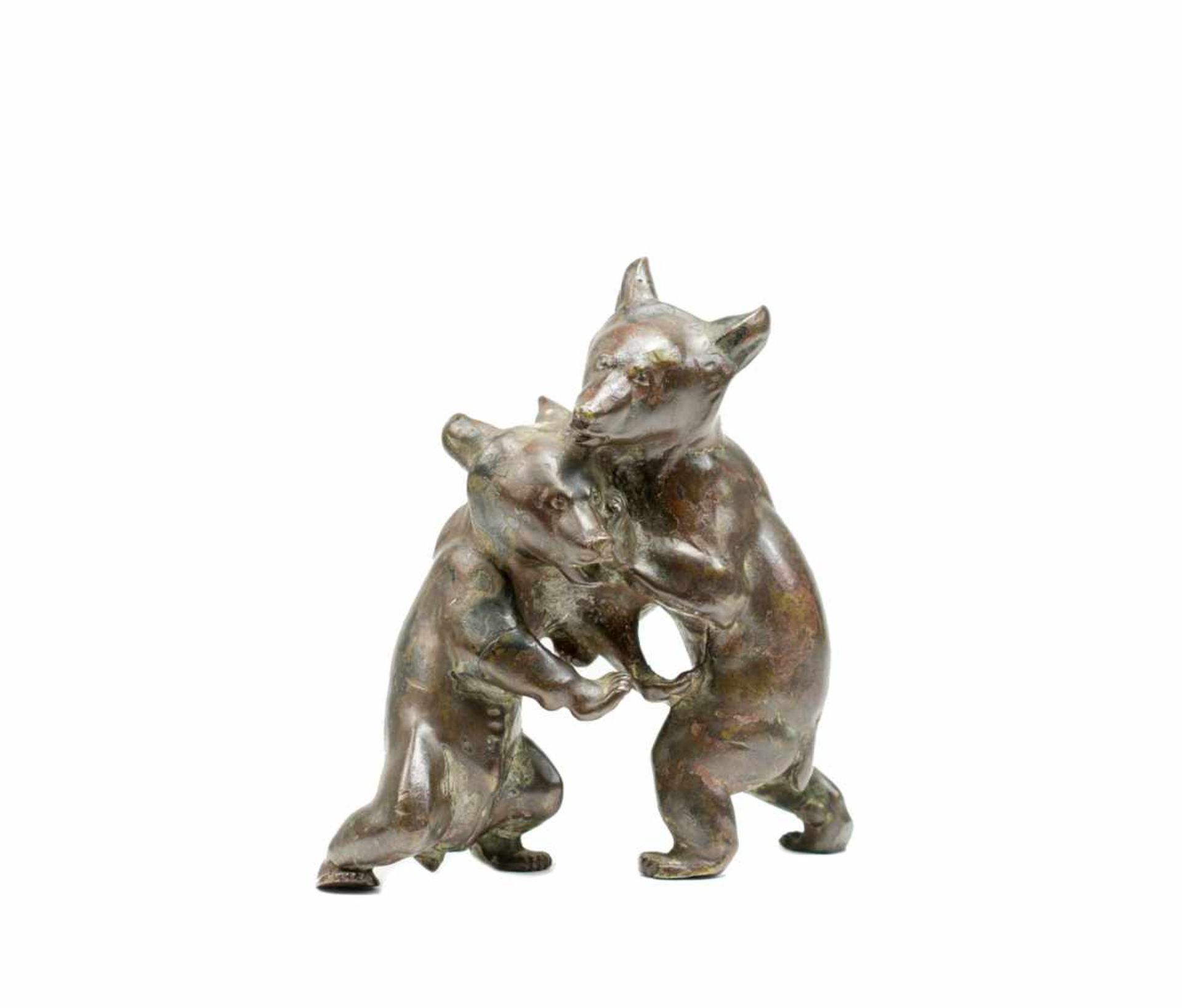 Künstler (20. Jh.)Spielendes Bärenpaar, 20. Jh., Bronze, patiniert, Höhe 17 cm, unsigniert, Patina