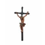 Künstler (19. Jh.)Jesus Christus am Kreuz, Holz, farbig staffiert, Höhe 71 cm, Figur partiell mit