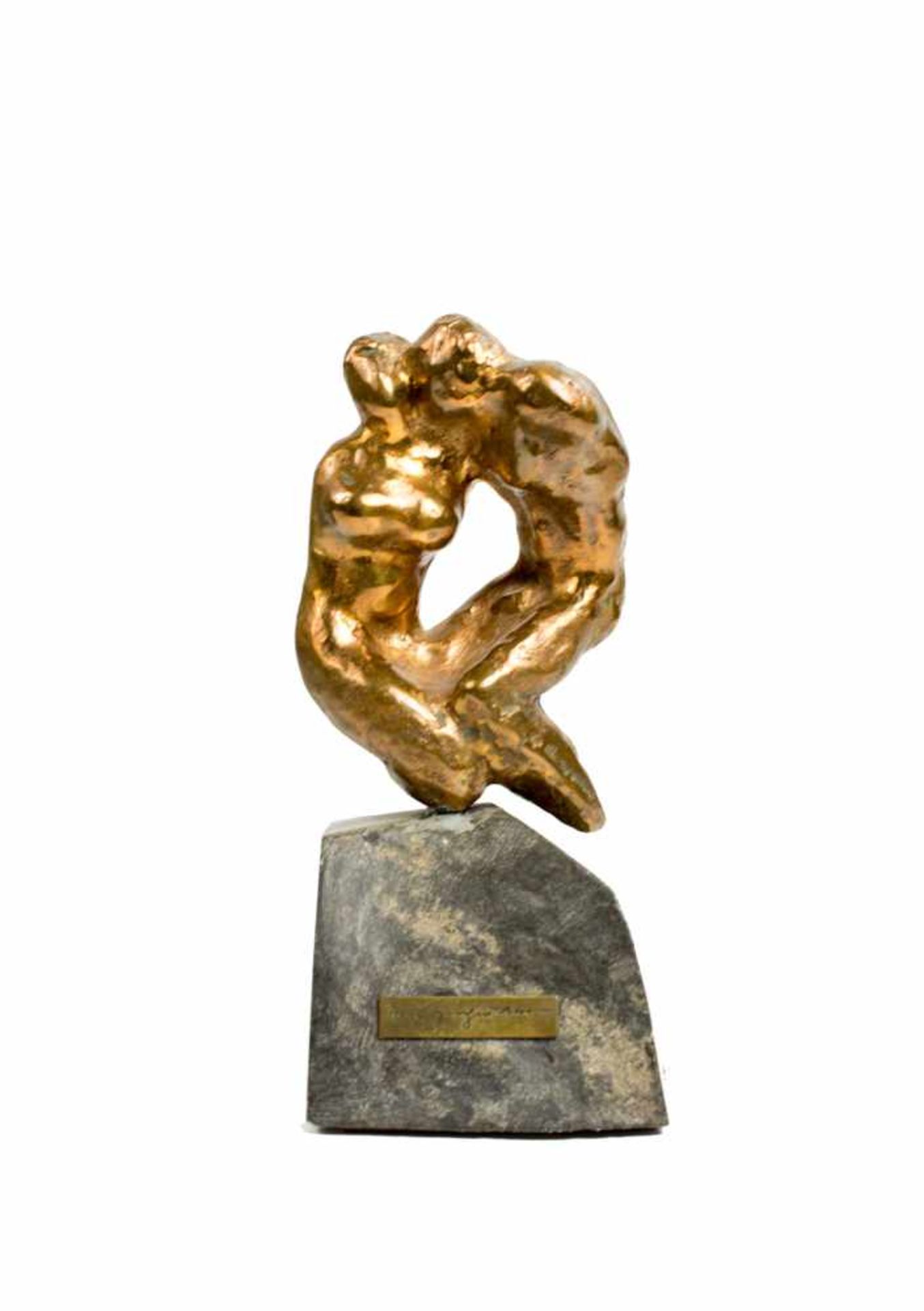 Marcel Guguianu (1922 Bârlad - 2012 Bukarest)Paar (Variante von 'Idila'), Bronze, auf Steinsockel,