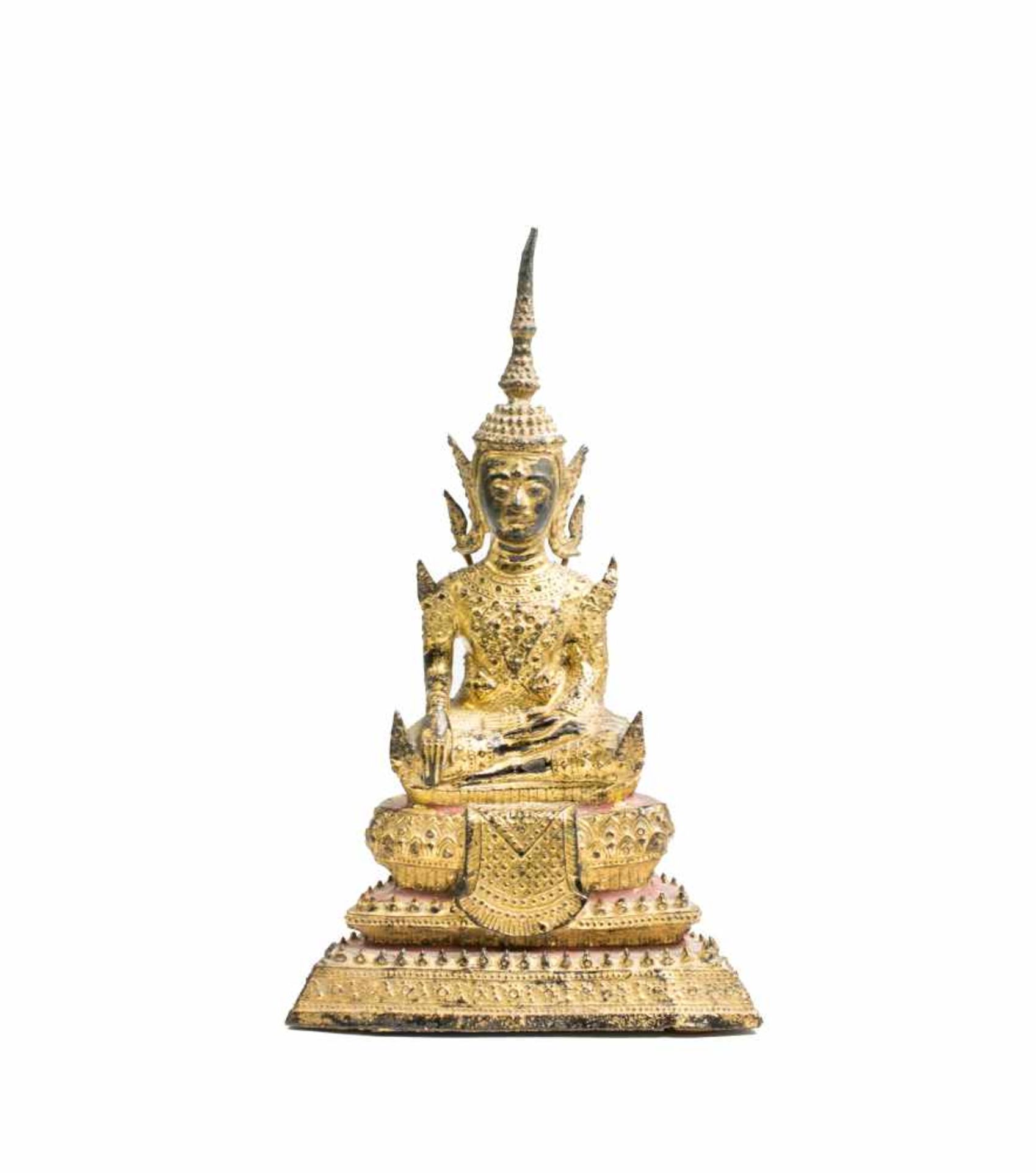 Buddha RattanakosinThailand, 19. Jh., Bronze, vergoldet, gefüllt, Höhe 21,5 cm, Foto von