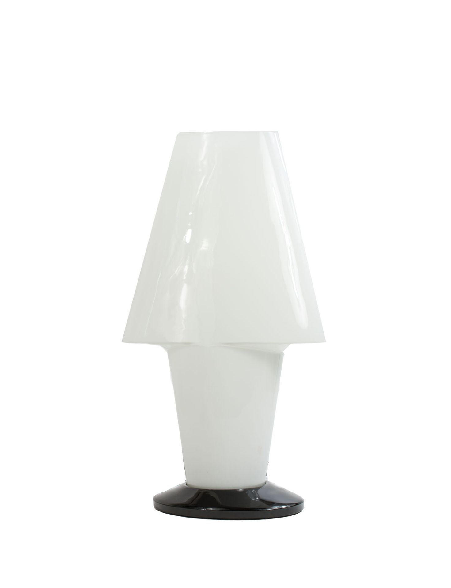 TischlampeItalien, Opalglas, schwarzer Stand, Höhe 60 cm, funktionsfähig
