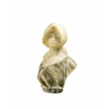 Künstler (20. Jh.)Frauenbüste, frühes 20. Jh., Alabaster, Höhe 33,5 cm, rückseitig undeutliche