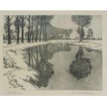 Max Clarenbach (1880 Neuss - 1952 Wittlaer)'Wintertag', Radierung auf Papier, 29 cm x 39 cm