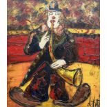 Henry D'anty (1910 Paris - 1998 unbekannt)Clown mit Blasinstrument, Öl auf Leinwand, 55 cm x 46