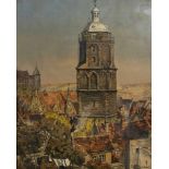 Fritz Beckert (1877 Leipzig - 1962 Dresden)Meißen - Blick auf die Frauenkirche, Farblithografie