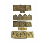Konvolut Bronze-Ikonen6-tlg., Russland, 19. Jh., 5 Triptycha und ein Tetraptychon mit den Hochfesten