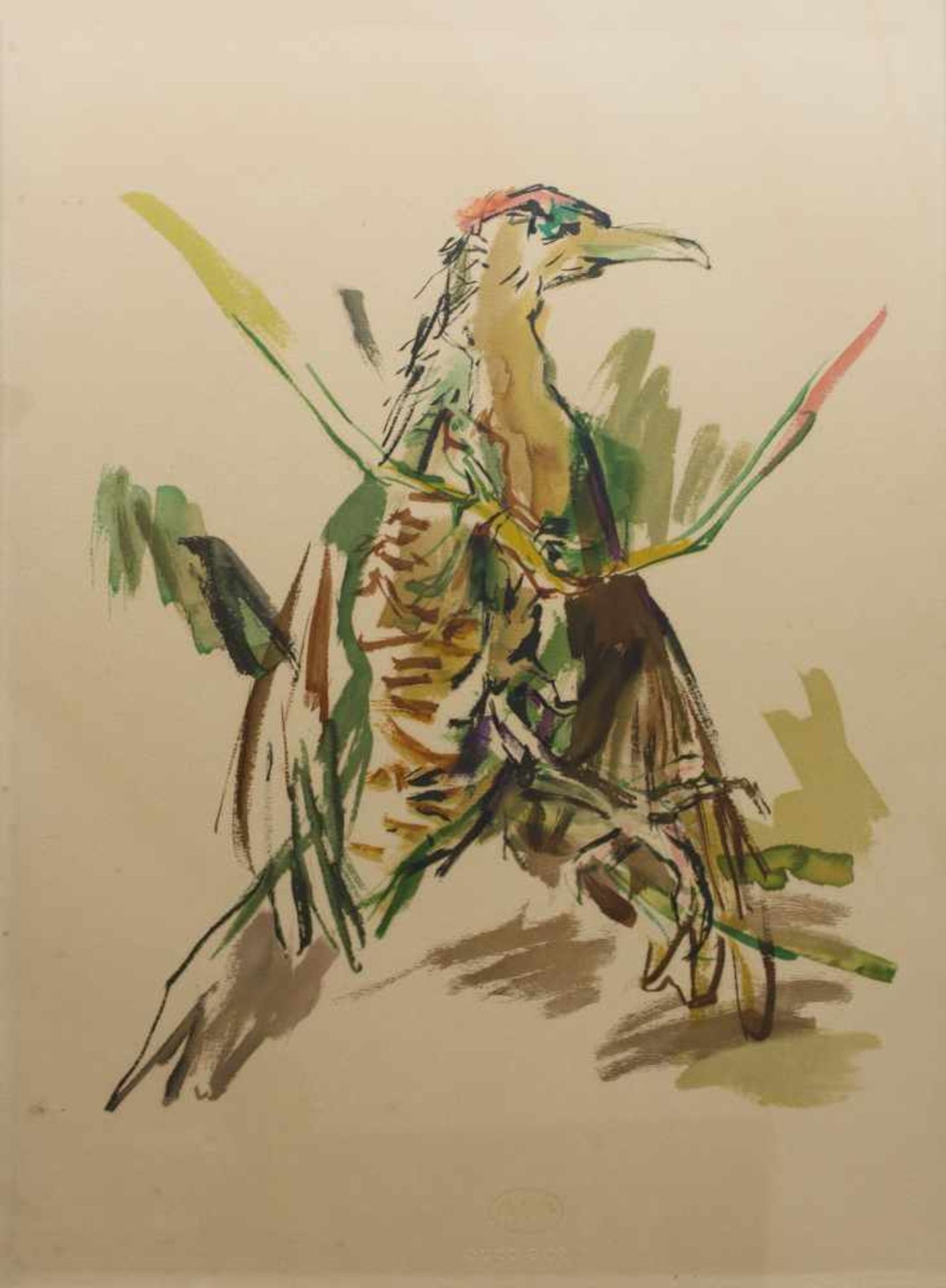 Oskar Kokoschka (1886 Pöchlarn - 1980 Montreux) (F)Der Specht, Farblithografie auf Bütten, 1972,