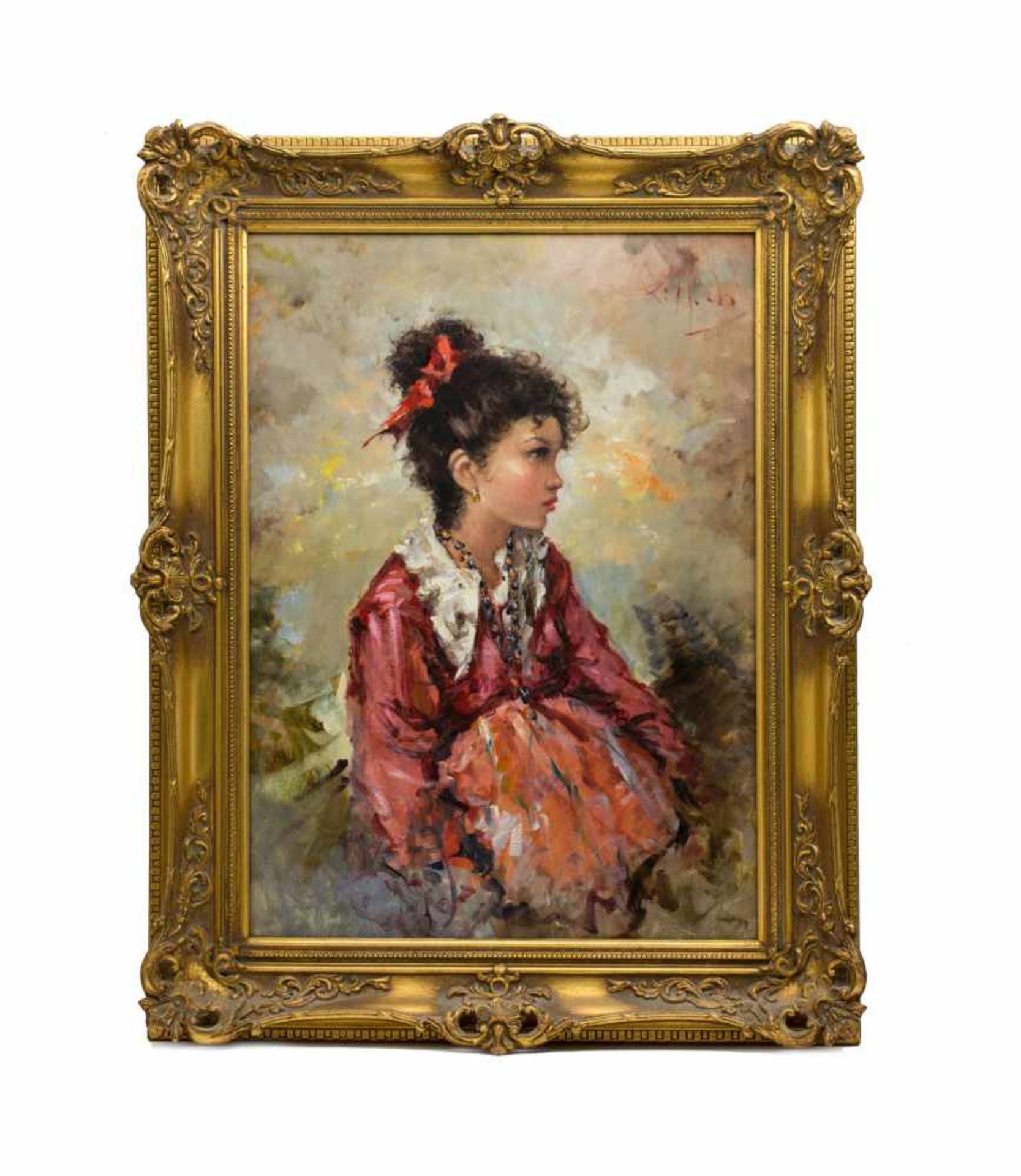 Franco Rispoli (1921 - 1989, Italien)Porträt eines Mädchens, Öl auf Leinwand, 70,5 cm x 50,5 cm, - Image 2 of 4