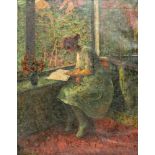Carl Schmitz-Pleis (1877 Süchterscheid - 1943 Düsseldorf)Lesende Dame, Öl auf Leinwand, 73 cm x 58,5