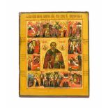 Vitaikone des Heiligen NikolausRussland, 19. Jh., Tempera auf Holz, auf Goldgrund, 31 cm x 25,5
