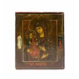 Ikone 'Gottesmutter mit den drei Händen'Russland, 19. Jh, Tempera auf Holz, 17,8 cm x 14,3 cm,