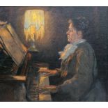 Anna Scherb-Brabbe (1887 Wien - 1964 Waidhofen a. d. Thaya)Dame am Klavier, Öl auf Leinwand auf