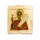 Ikone 'Heilige Märtyrerin Pareskeva'Russland, 17. Jh., Tempera auf Leinwand auf Holz, Kowtscheg,