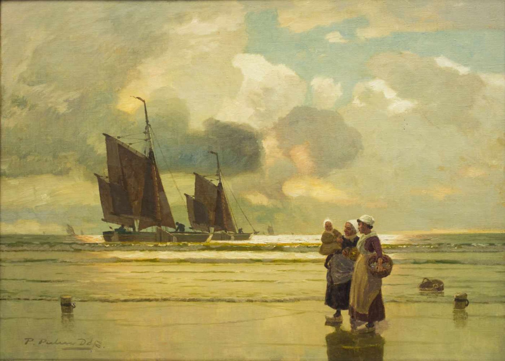 Peter Pulm (1882 Düsseldorf - 1960 ebenda)Holländische Küste, Öl auf Leinwand, 62 cm x 80 cm,