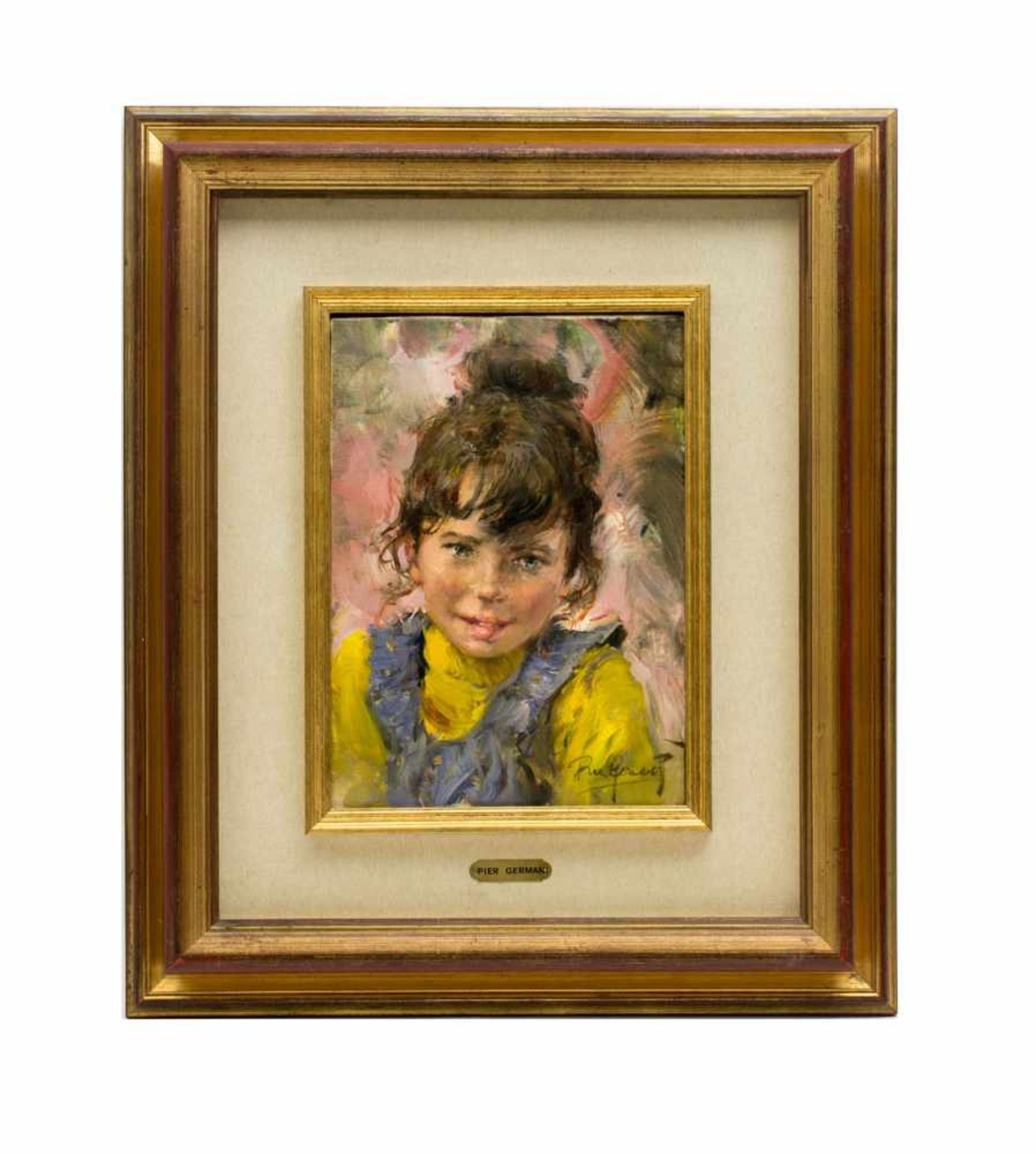 Pier Germani (20. Jh. Italien)Porträt von einem Mädchen, Öl auf Leinwand, 34,5 cm x 24,5 cm, unten - Bild 2 aus 3