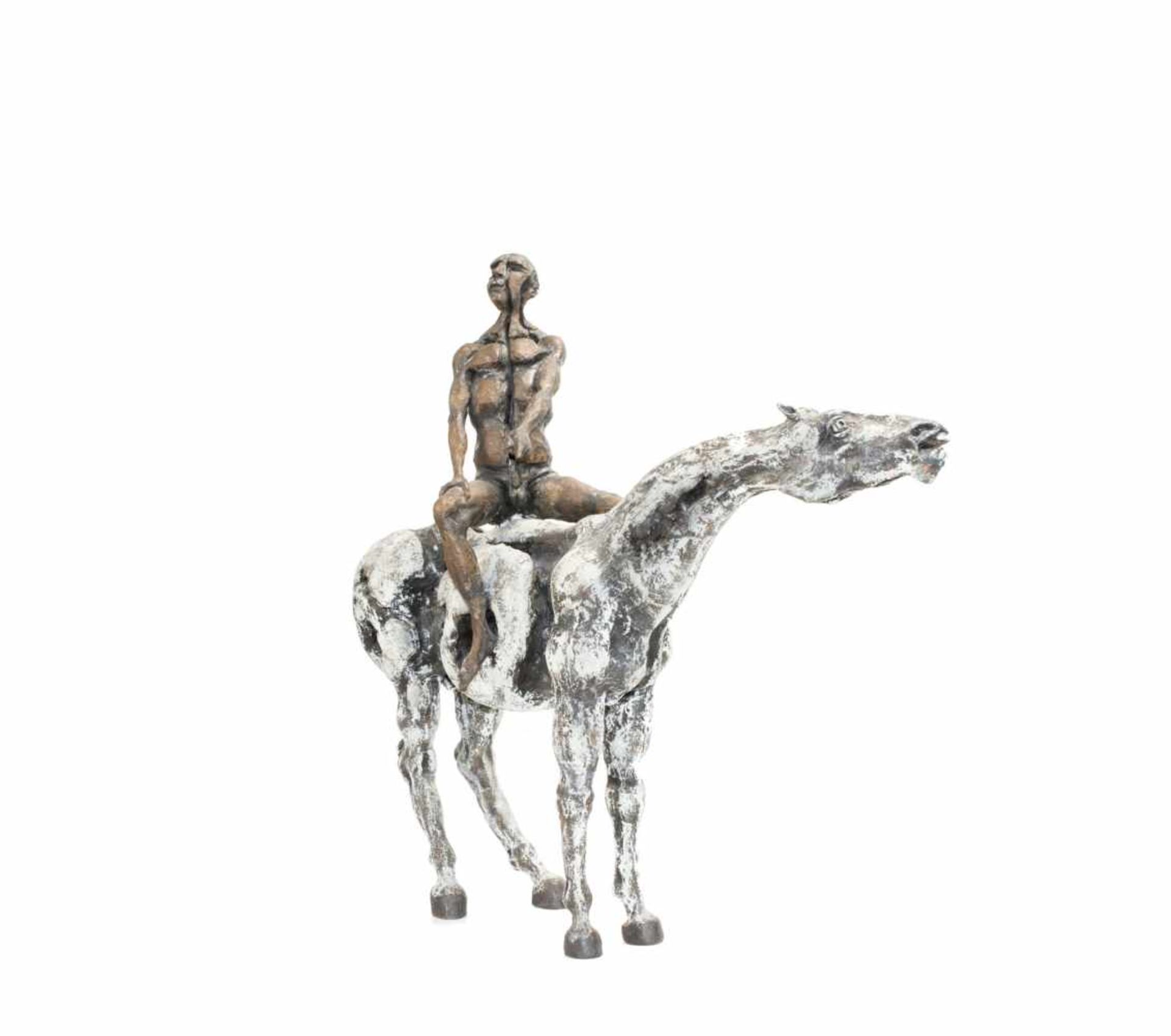 Agenore Fabbri (1911 Barba - 1998 Savona) (F)Reiter, Bronze auf Messingplinthe, Höhe 46,3 cm, - Image 2 of 3