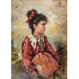 Franco Rispoli (1921 - 1989, Italien)Porträt eines Mädchens, Öl auf Leinwand, 70,5 cm x 50,5 cm,