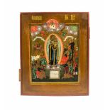 Ikone 'Gottesmutter aller Betrübten Freude'Russland, 19. Jh., Tempera auf Holz, auf Goldgrund,