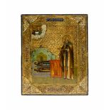 Ikone 'Heiliger Serius von Radonesch'Russland, 19. Jh., Tempera auf Holz, 22,3 cm x 17,8 cm,