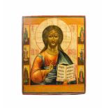 Ikone 'Christus Pantokrator'Russland, 19. Jh., Tempera auf Holz, 38 cm x 31 cm, restauriert,
