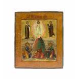 Ikone 'Verklärung Christi'Russland, 19. Jh., Tempera auf Holz, auf Goldgrund, Kowtscheg, 26,3 cm x