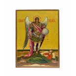 Ikone 'Erzengel Michael'Griechenland, 19. Jh., Tempera auf Holz, 32,8 cm x 24,2 cm, restauriert