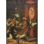 Italienischer Künstler (19. Jh.)Tafelbild 'Die Gregorsmesse', Öl auf Holz, 39,6 cm x 27,5 cm, mit