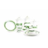 Coffee and dining service for 12 people 157 pieces, Meissen, 19.-20. Century, Decor 'Green