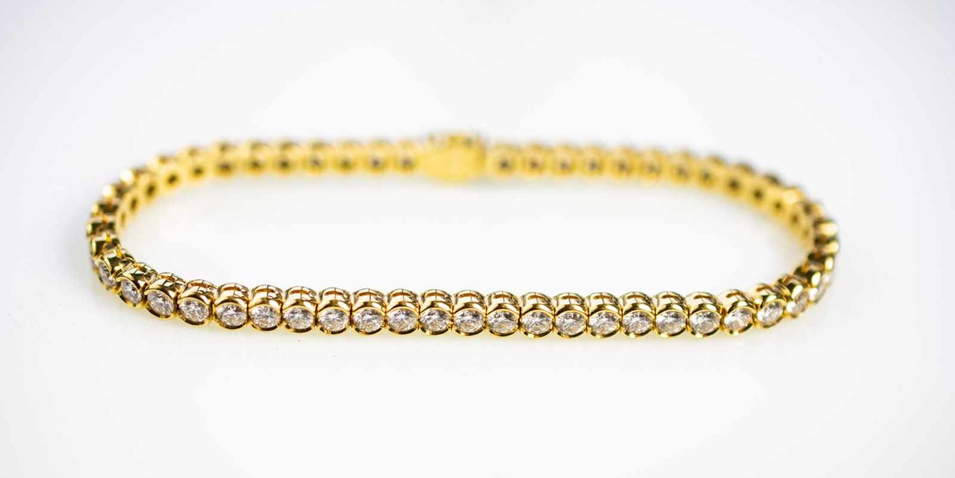 Brilliant Bracelet 750 yellow gold, with 54 brilliants, total approx. 4,83 ct, vs, G, length approx. - Image 2 of 3