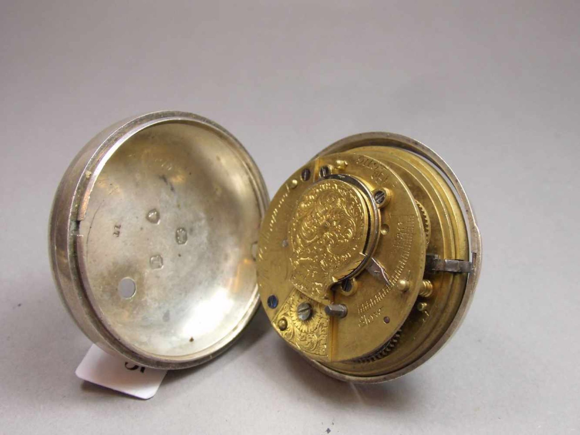 SPINDELTASCHENUHR MIT DOPPELSCHALEN-GEHÄUSE / pocket watch with pair case, Uhrengehäuse gem. " - Bild 10 aus 11