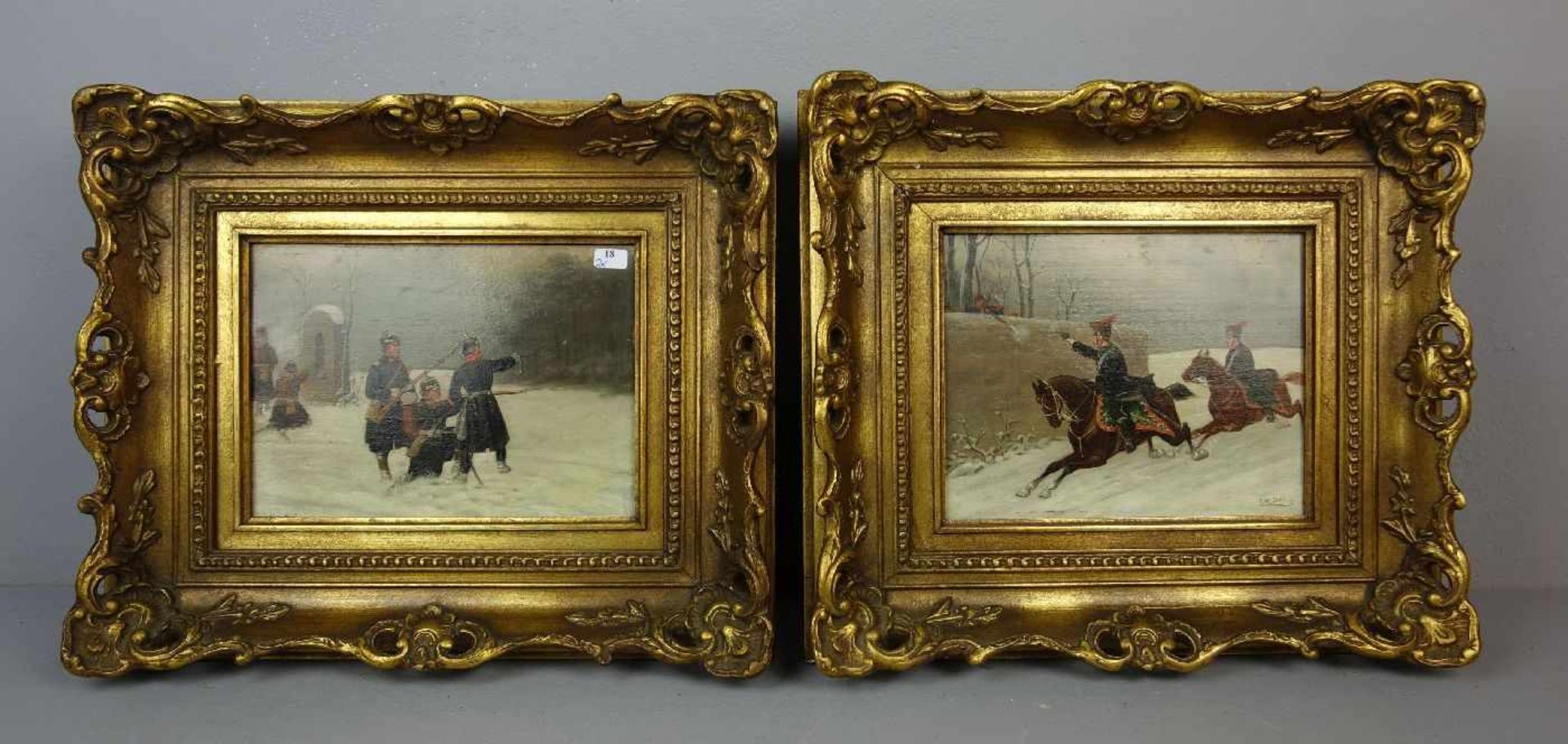 SELL, CHRISTIAN (Düsseldorf 1856-1925 Gotha), Paar Gemälde / paintings: "Winterliche