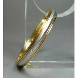 ARMREIF, bicolor, 750er gold (39 g), Armreifschiene besetzt mit 6 kl. Brillanten auf mattiertem